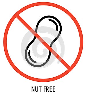Nut free icon. Stickers and icons for allergen free products. Vector illustration.
