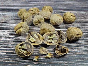 Nut fruit dried fiber natural fiber walnut shell health good seed photo