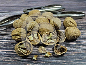 Nut fruit dried fiber natural fiber walnut shell health good seed photo