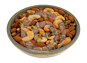 Nut mix in a stoneware bowl