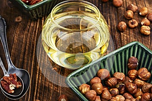 nut oil, glass with nut oil