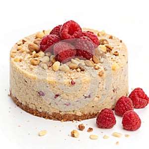 Nut and Raspberry Cake isolated on white background