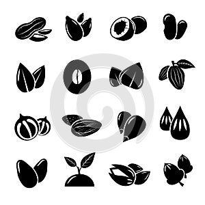 Nut and seed black vector icon