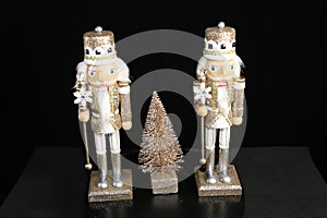 The nutcracker Gold Toy Soldiers with gold tree for Christmas displays!
