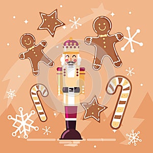 Nutcracker king with ginger cookie and cane