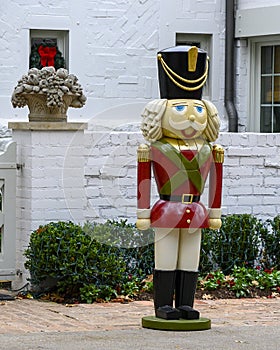 Nutcracker Solidier standing guard protecting a house in Dallas, Texas