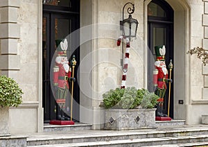 Nutcracker Solidiers standing guard protecting a house in Dallas, Texas