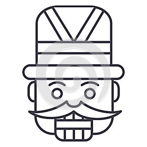 Nutcracker,toy soldier vector line icon, sign, illustration on background, editable strokes