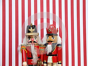 Nutcrackers on red and white stripes