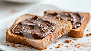 Nutella toast, pastel white background