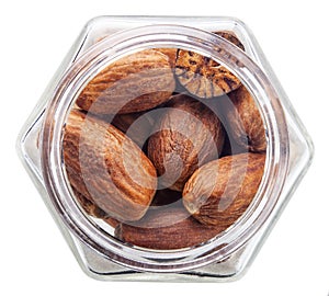Nutmeg in a glass bottle photo