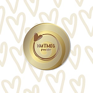 Nutmeg powder sign, muscat, nutty flavour photo