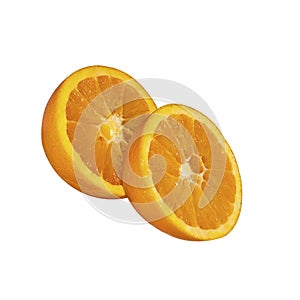 Nutricious snack of two halves of a sliced orange