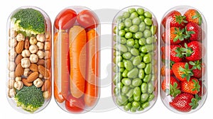 Nutrient rich capsule with fruits, vegetables, nuts, and beans for enhanced nutrition and wellness