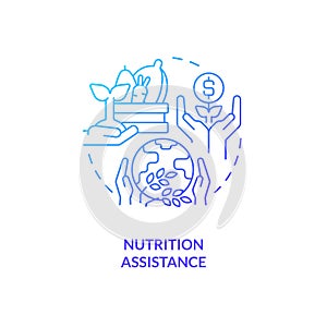 Nutrition assistance blue gradient concept icon