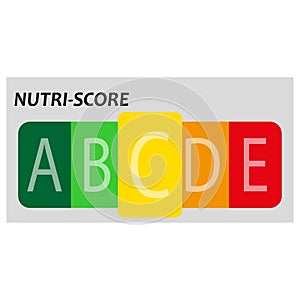 Nutrition C label facts health score. Food info nutriscore label facts packaging sign. Vector illustration.