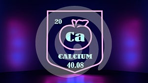Nutrition facts apple. Calcium chemical element sign