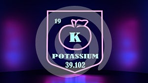 Nutrition facts apple. Potassium chemical element sign