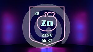 Nutrition facts apple. Zinc chemical element sign