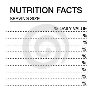 Nutrition Facts blank form.Nutrition Facts Vector Blank, Template.