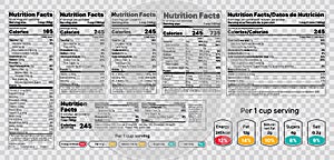 Nutrition facts Label. Vector illustration. Set of tables food information