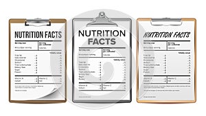 Nutrition Facts Vector. Blank, Template. Diet Calories List. For Box. Food Content. Fat Information. Protein Sport