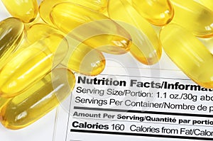 Nutrition label with fish oil pills