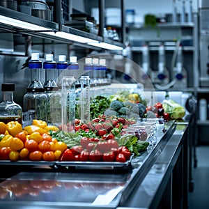 Nutritional analysis being conducted in food science research laboratory