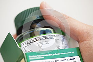 Nutritional information about vitamin pills