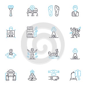 Nutritional therapy linear icons set. Health, Wellness, Nutrition, Diet, Balanced, Nutrients, Supplements line vector