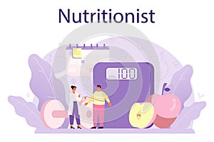 Nutritionist concept. Nutrition therapy with healthy food and physical