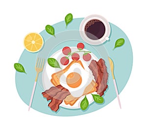 Nutritious breakfast 2D vector isolated illustration