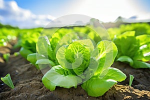 Nutritious Field organic lettuce plant. Generate AI