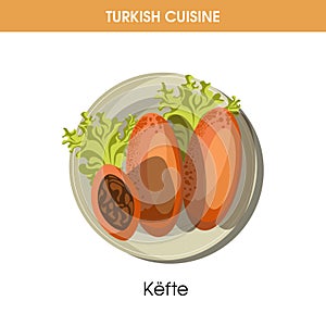 Nutritious Kefte with lettuce leaves from Turkish cuisine