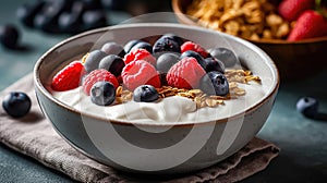 Nutritious Oatmeal and Berry Breakfast Delight - Generative AI