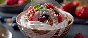 Nutritious Yogurt Bowl With Berries & Granola