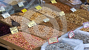 Nuts being sold in Central Market in Athens