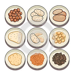 Nuts and Breads: A Culinary Medley - Vector Illustration Set