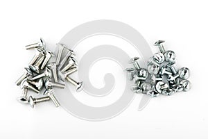 nuts with a press washer on a white background. M6 screws