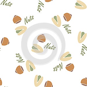 Nuts collection tileable texture vector. Suits for fabric and package print