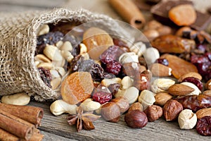 Nuts and dried fruits mix