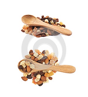 Nuts and dried fruits mix isolated