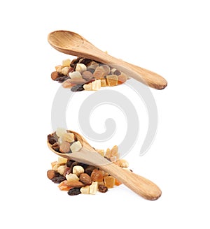 Nuts and dried fruits mix isolated