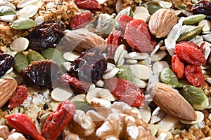 Nuts and Dried Fruits on a Nutty Baklava photo