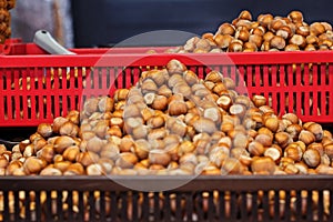 Nuts at the farmer`s market