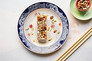 nuts-free granola bar on a ceramic plate