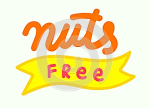 Nuts Free Label. Allergen Food, Gmo Free Product Icon and Symbol. Peanut Intolerance and Allergy Food Concept