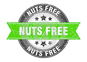 nuts free round stamp with ribbon. label sign