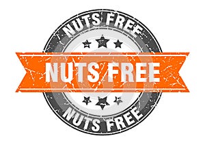 nuts free round stamp with ribbon. label sign