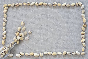 Nuts on grey canvas